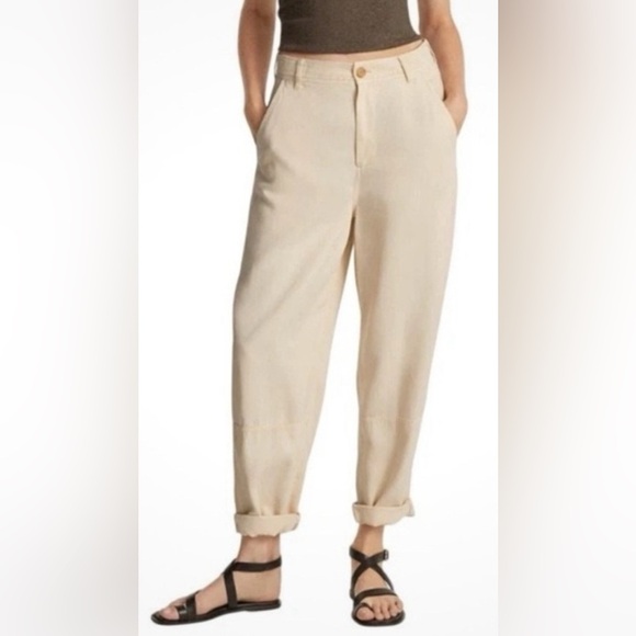 EVERLANE CREAM EASY CHINO TROUSERS BITTERSOFT NEW PANTS HIGH WAIST RELAXED 2 - Picture 1 of 3